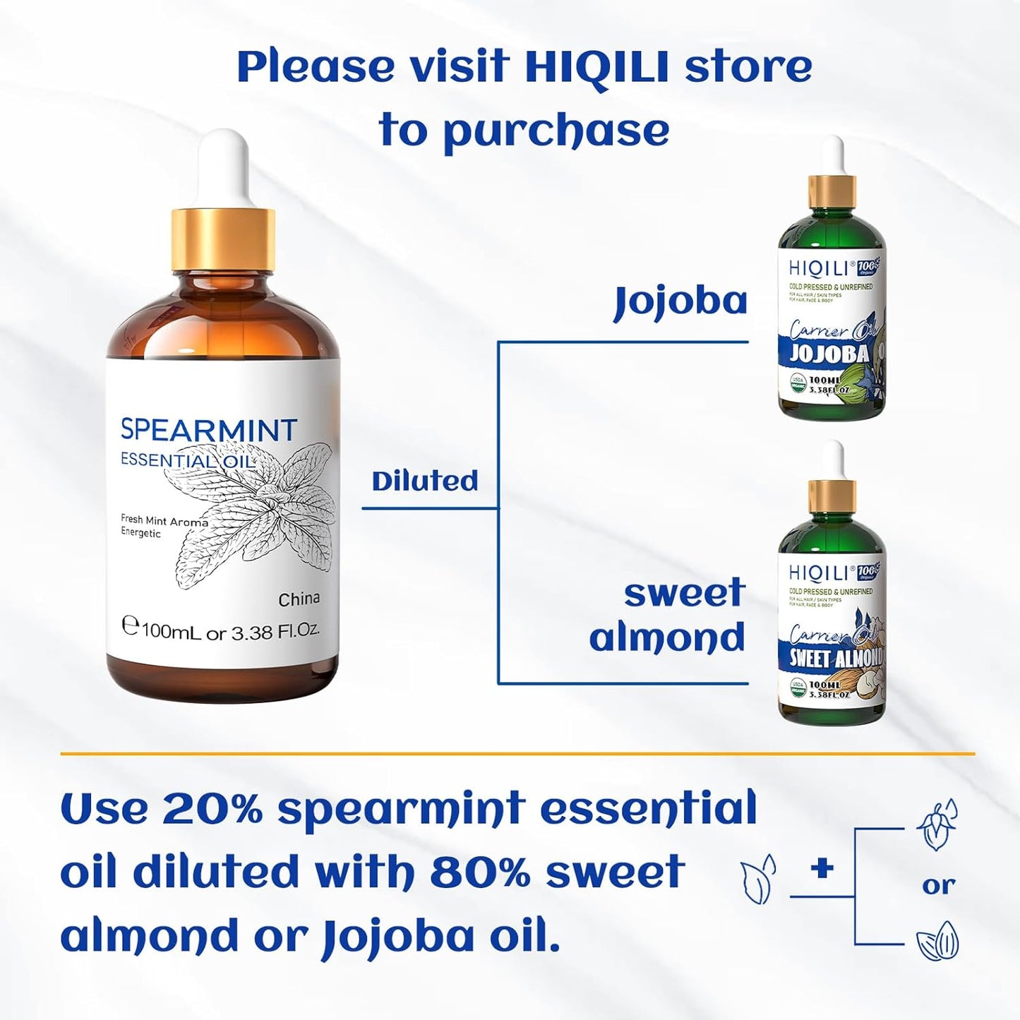 HIQILI 100ML Spearmint Essential Oil for Skin Care