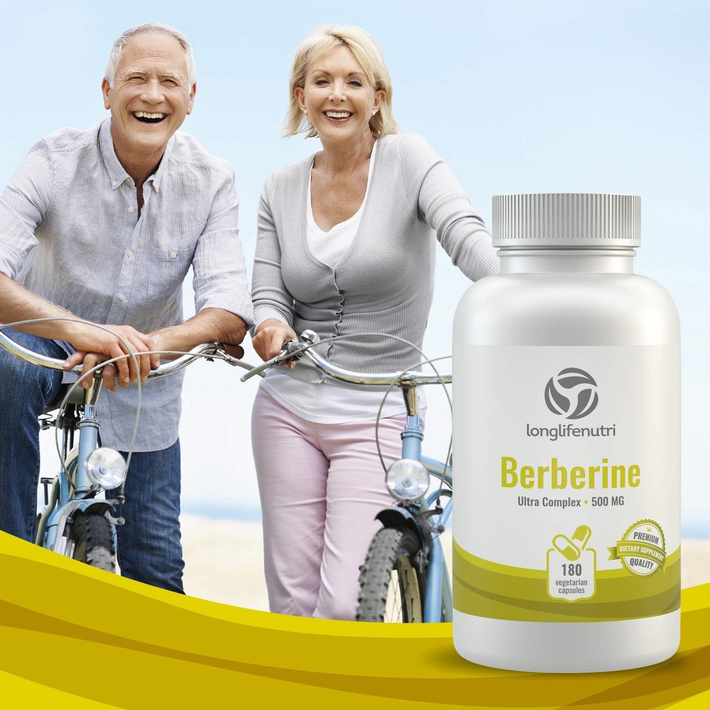 LongLifeNutri Berberine Supplement  180 Vegetarian Capsules