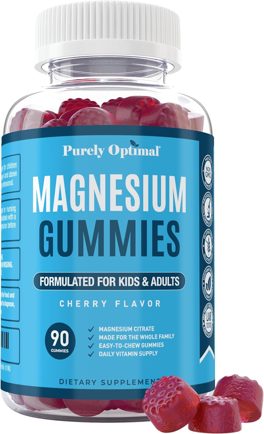 Roll over image to zoom in Premium Magnesium Gummies Kids & Adults -90 Gummies