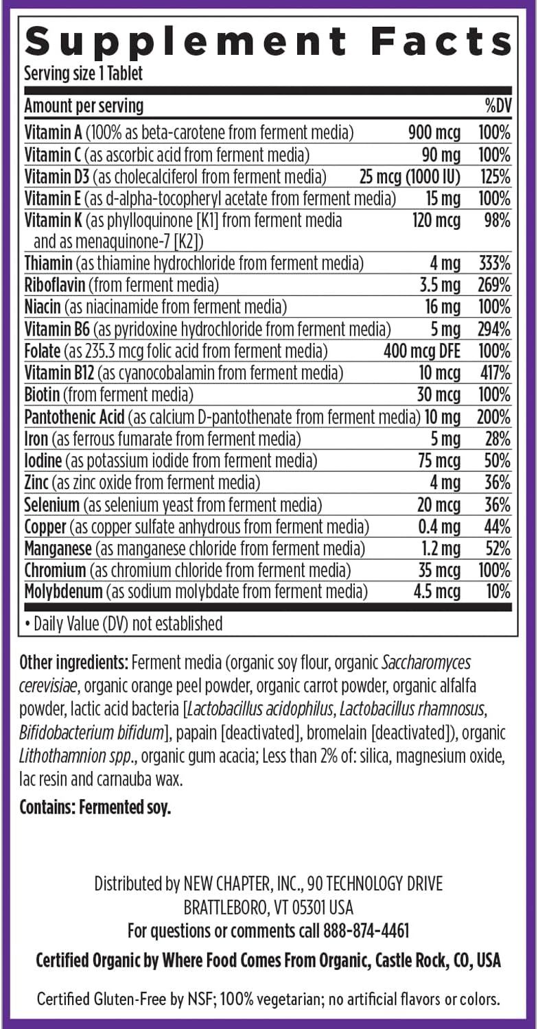 New Chapter One Daily Multivitamin for Immune, Energy & Stress Support, 20+ Nutrients 72 count