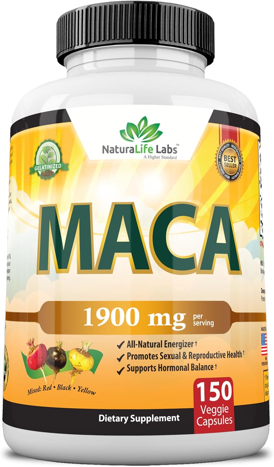 Organic Maca Root Black, Red, Yellow  - 150 Vegan Capsules