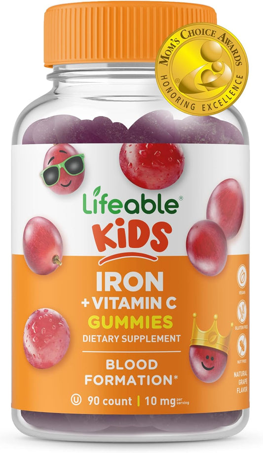 Lifeable Iron for Kids – with Vitamin C – 10 mg – Great Tasting 90 Gummy