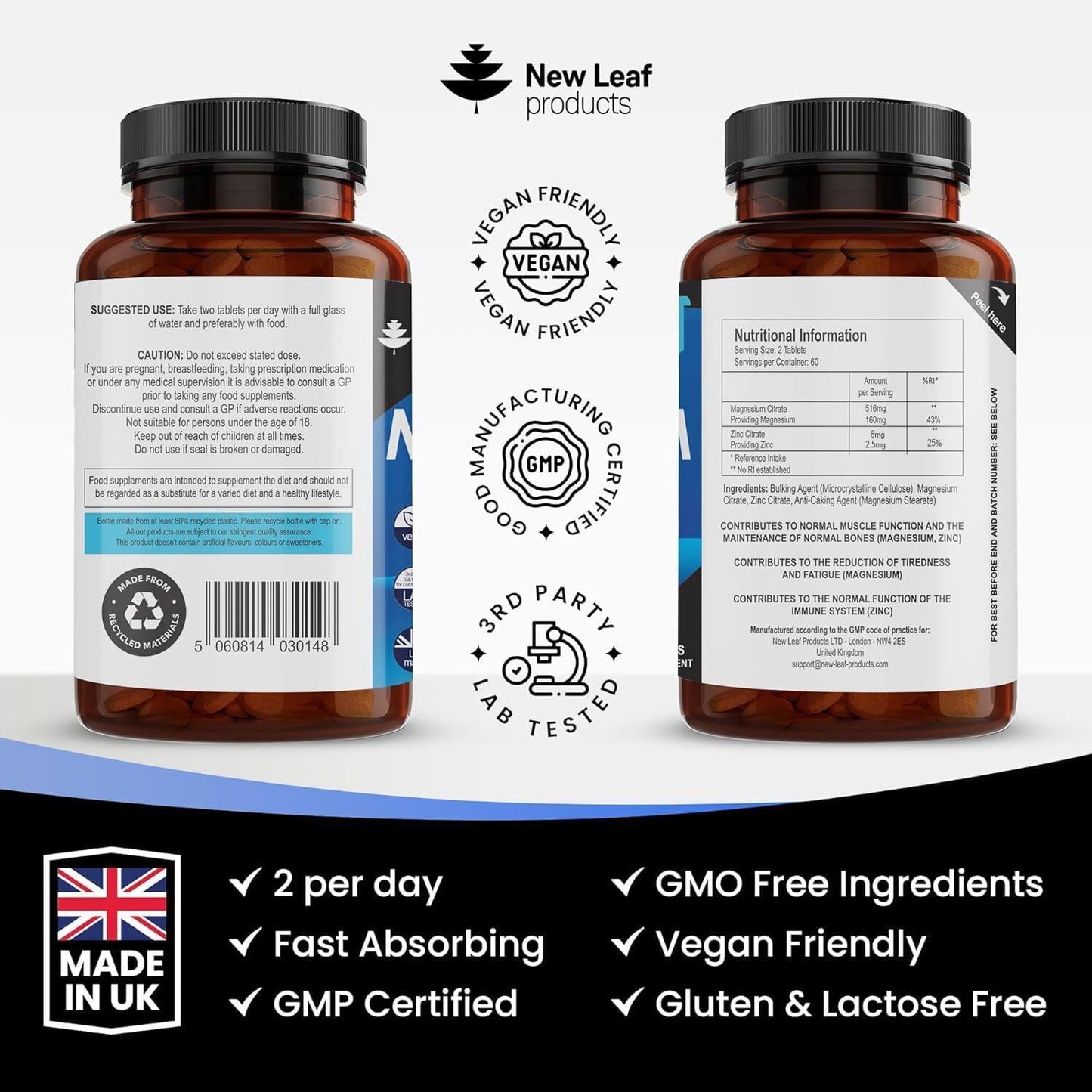 Magnesium Supplements 516mg With Zinc - 120 Magnesium