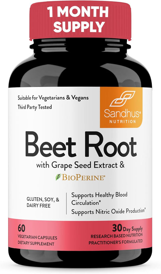 Sandhu's Beet Root Powder Capsules with Bioperine 60 Capsules