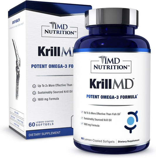 1MD Nutrition KrillMD - Antarctic Krill Oil Omega 3 Supplement 60 Softgels