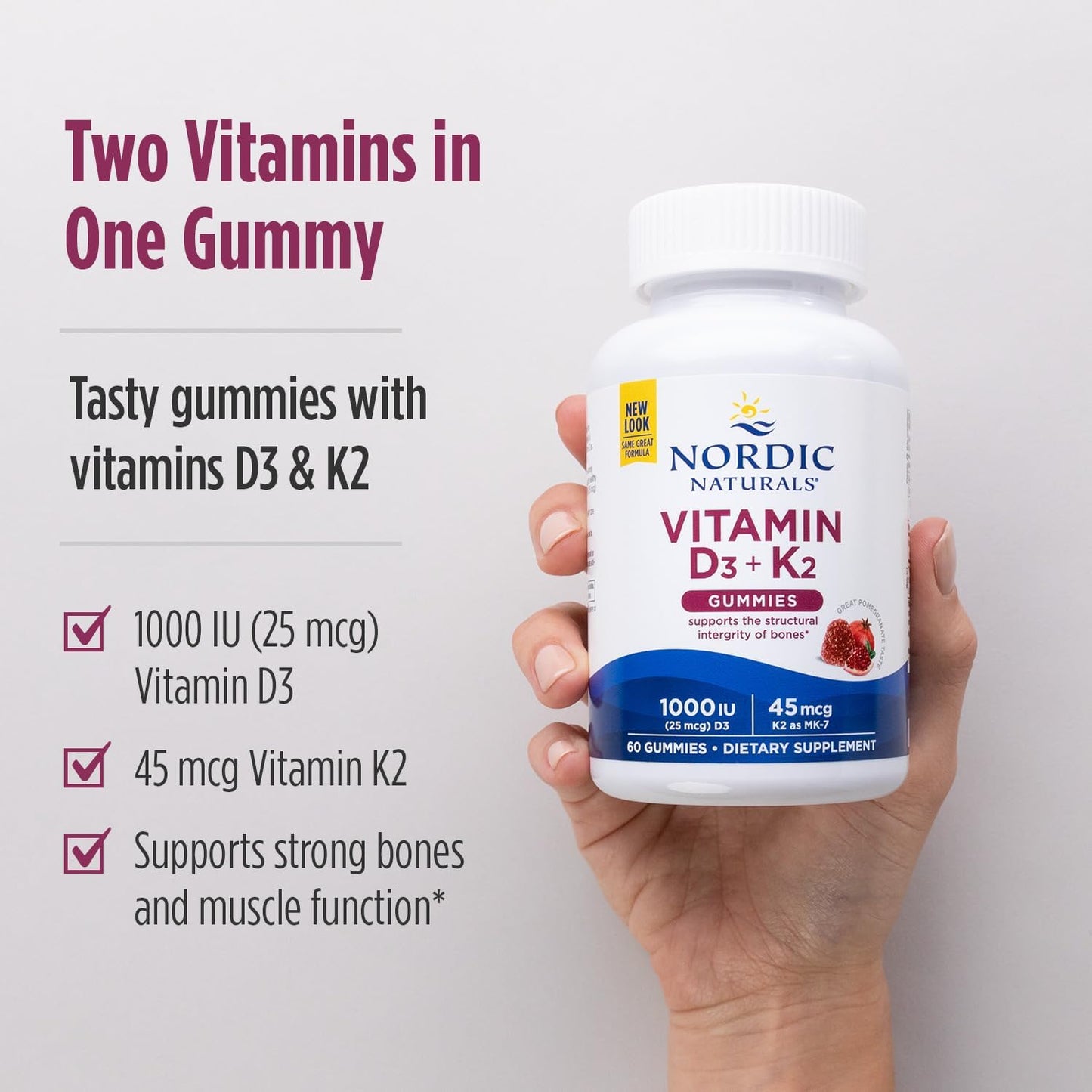 Nordic Naturals Vitamin D3 + K2  60  Gummies