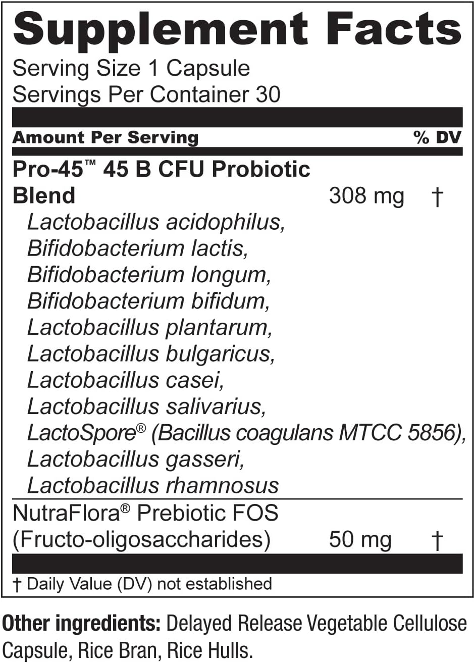 Live Conscious PRO45 Probiotics for Women & Men 30 Veggie Caps