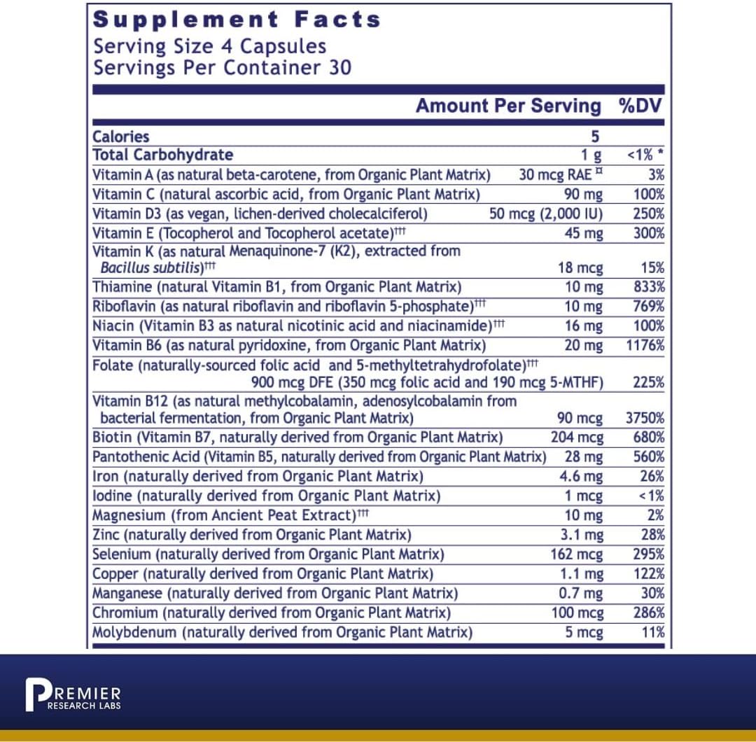 Premier Research Labs Multi-Vitamin: Immune, Brain & Heart Support -120 capsules