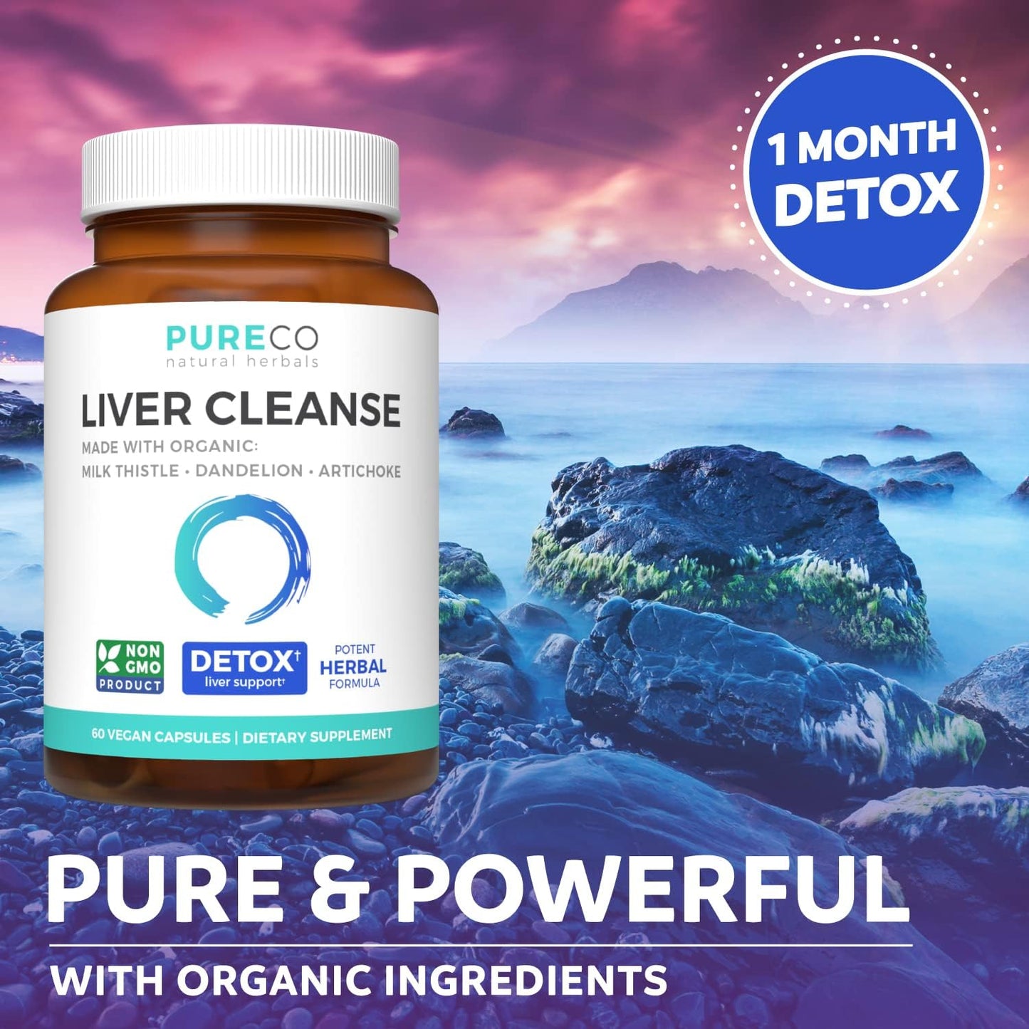 Organic Liver Cleanse Detox & Repair Milk Thistle Extract  60 Capsules