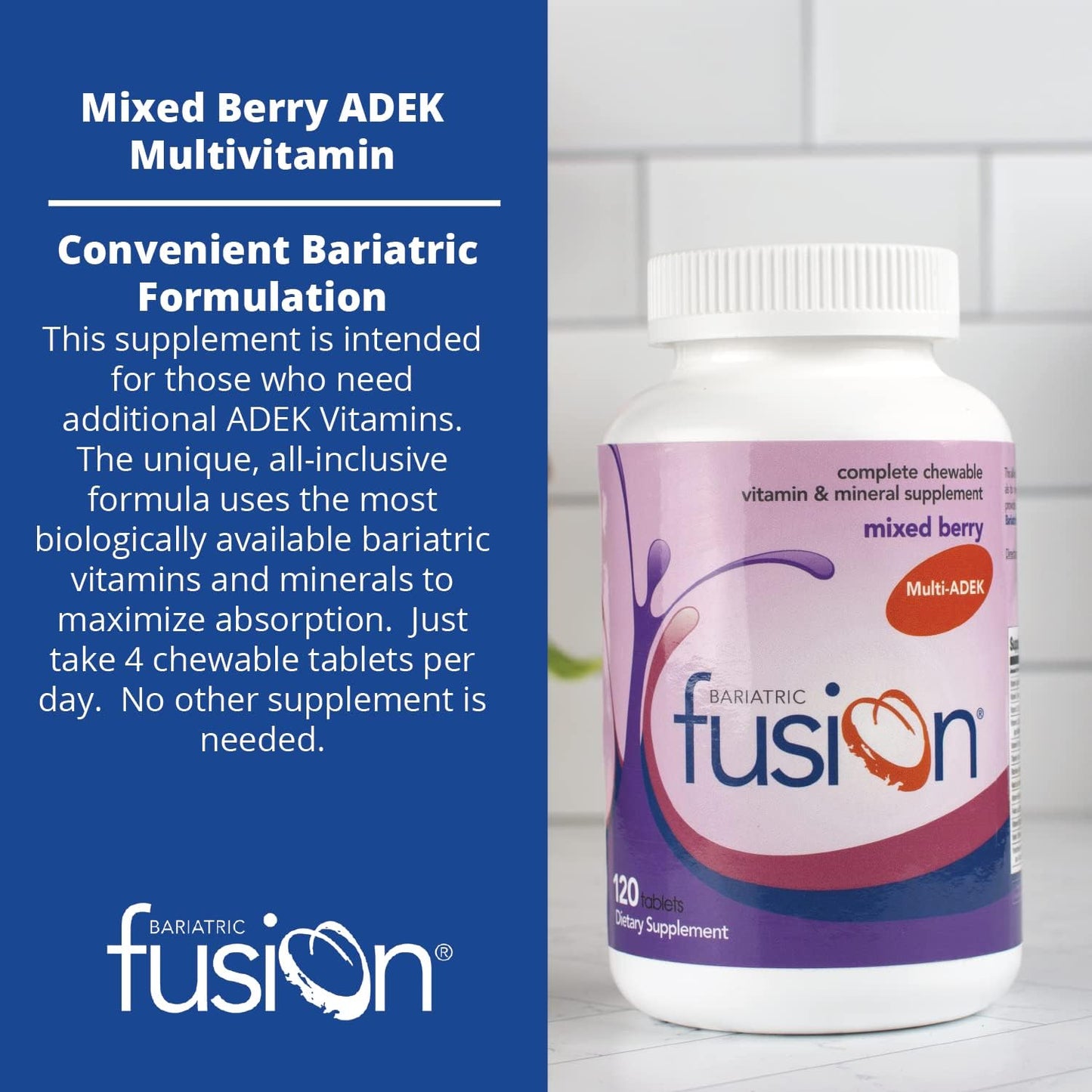 Bariatric Fusion Chewable Multivitamin with High ADEK Vitamins- 120 tablets