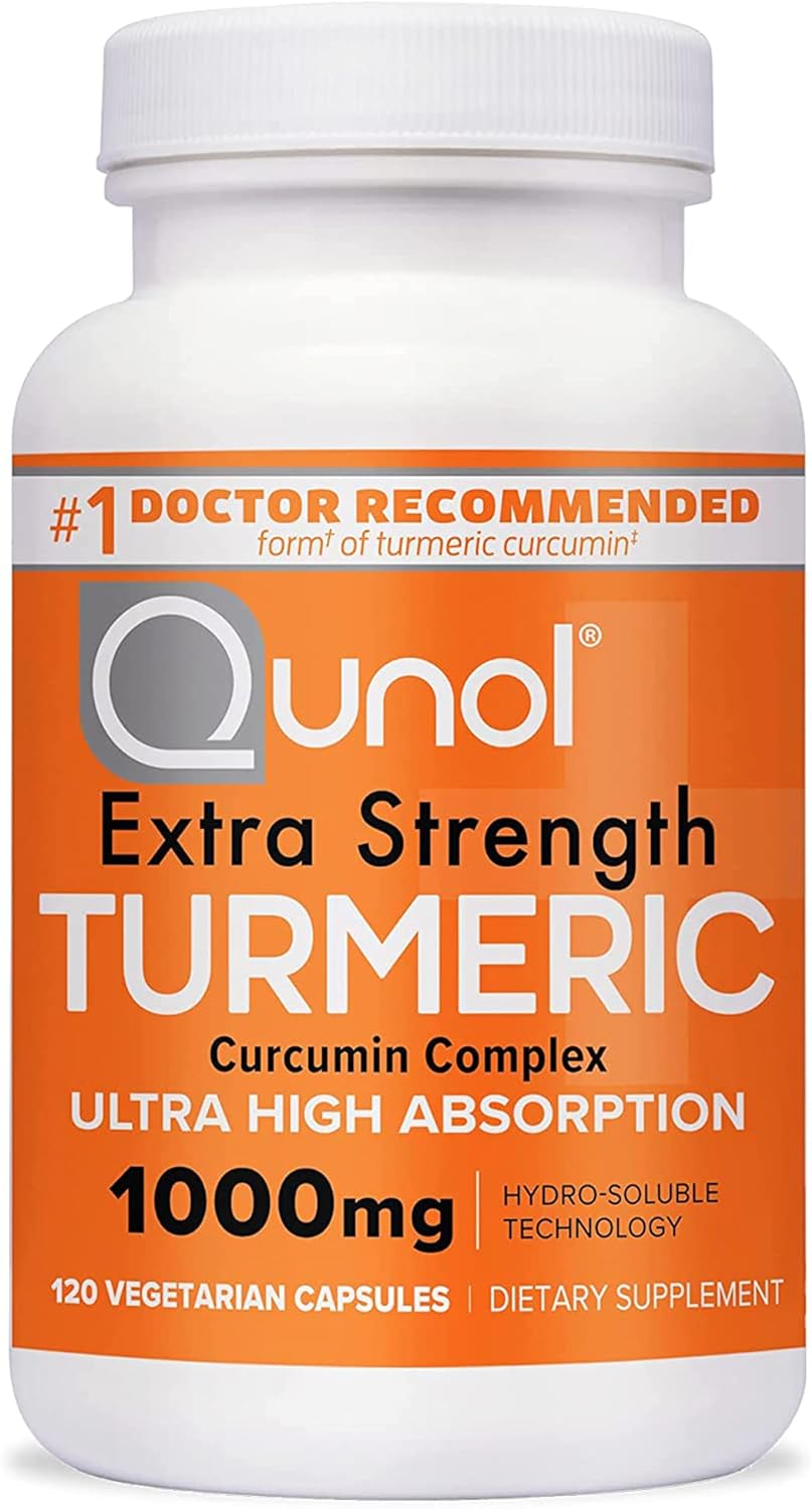 Qunol Turmeric Curcumin Supplement, Turmeric 1000mg With Ultra High Absorption, 120 count