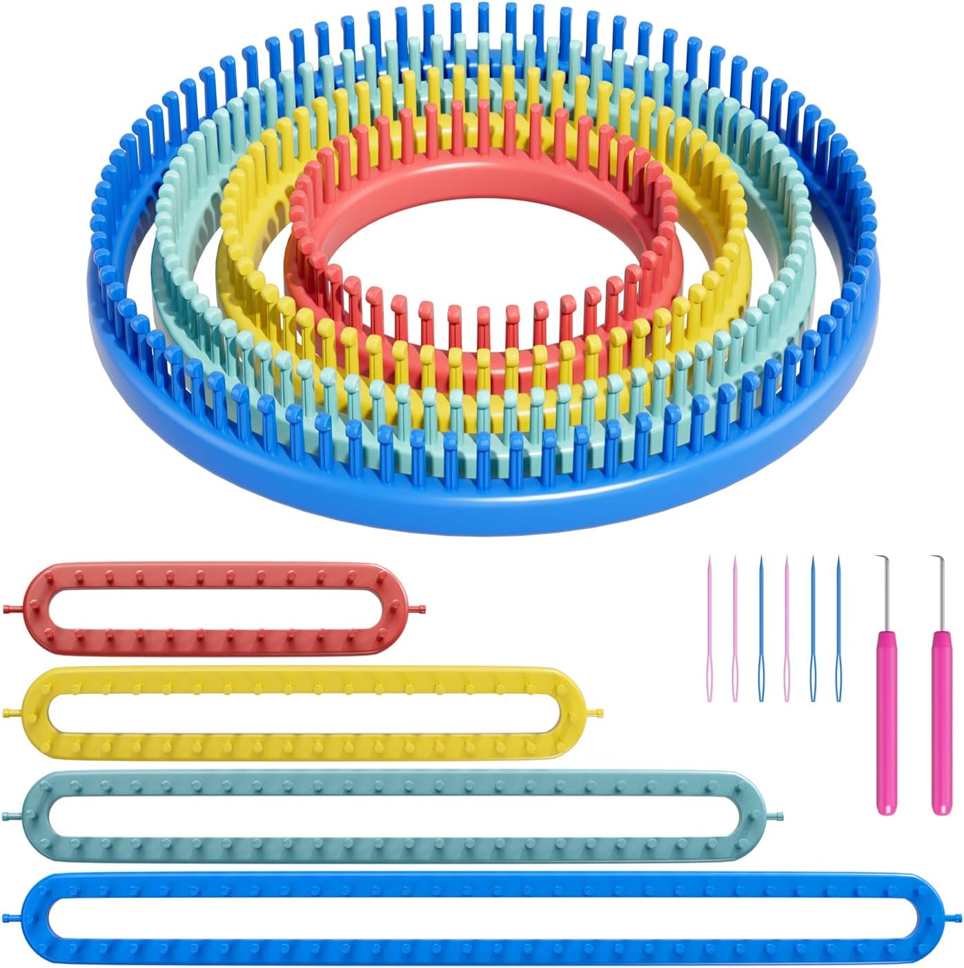 cureder Knitting Loom Craft Kit - Long Knitting Loom and Round Knitting Loom