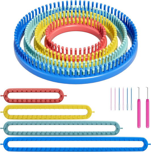 cureder Knitting Loom Craft Kit - Long Knitting Loom and Round Knitting Loom