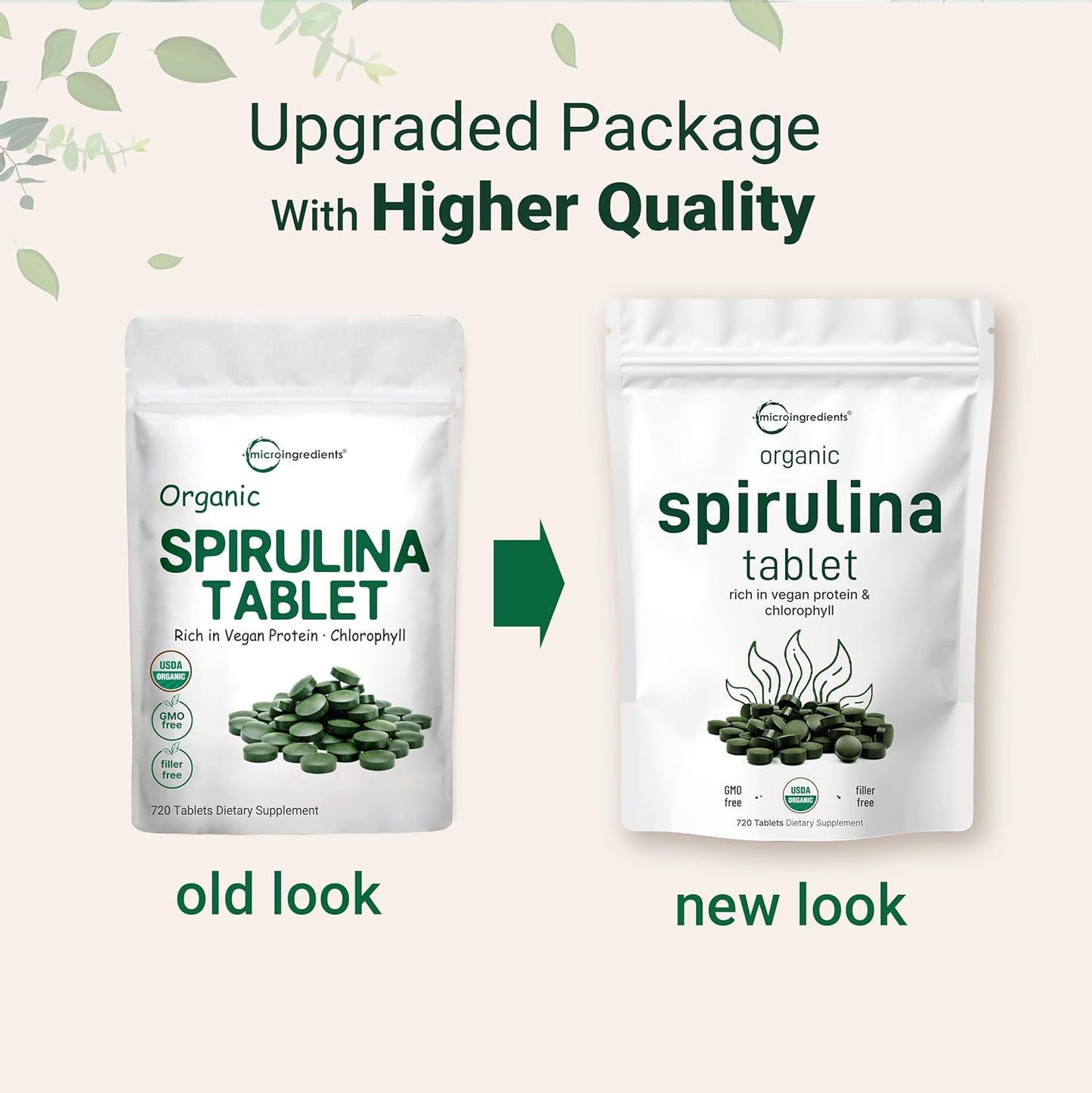 Micro Ingredients Organic Spirulina Supplement, 720 Tablets