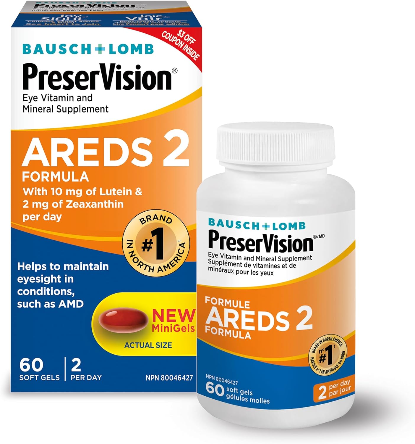 PreserVision AREDS 2 Eye Vitamin & Mineral Supplement 60 Minigels