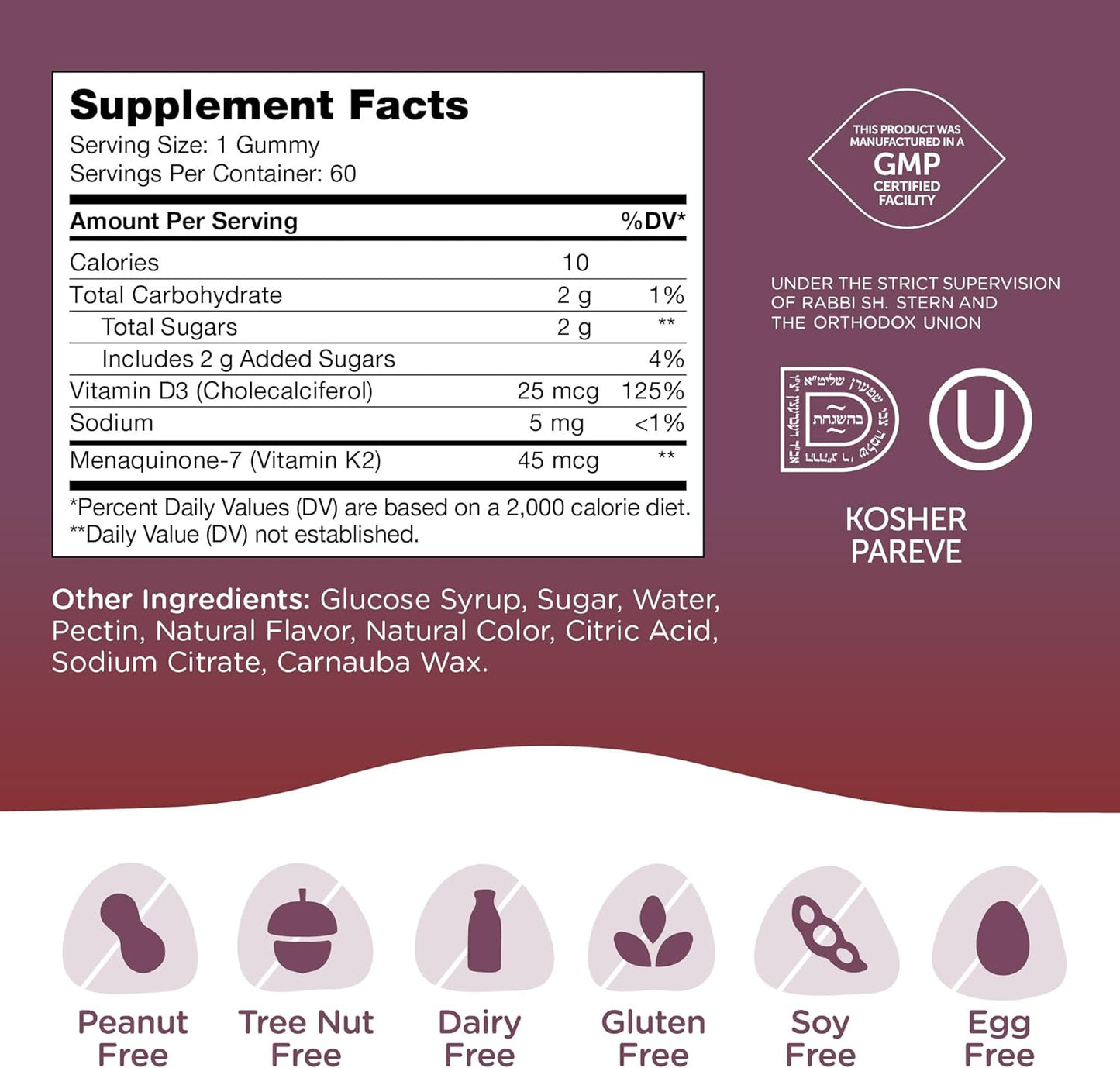 Zahler Chapter One Vitamin D3 K2 60  Gummies