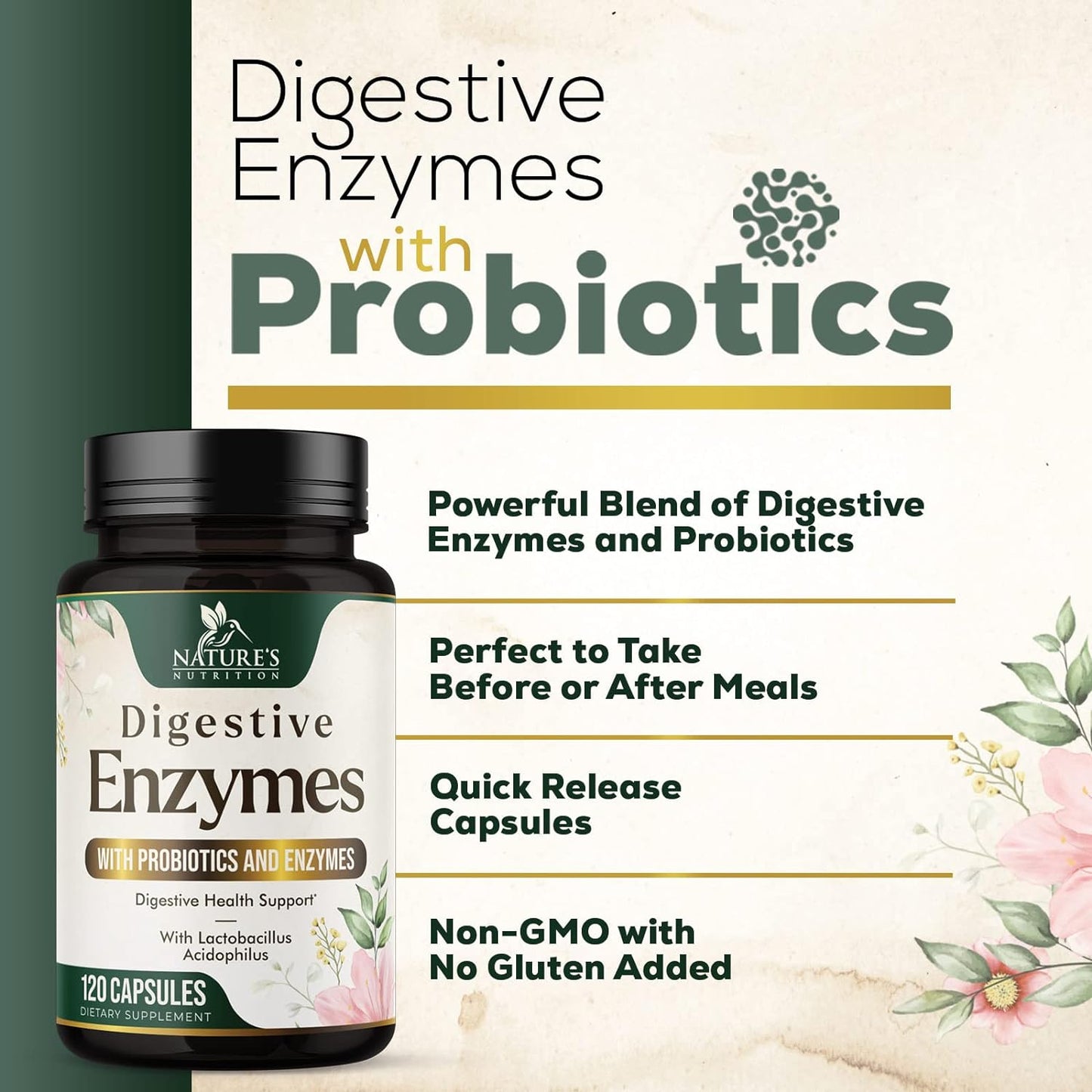 Digestive Enzymes with Probiotics and Bromelain  - 120 Capsules