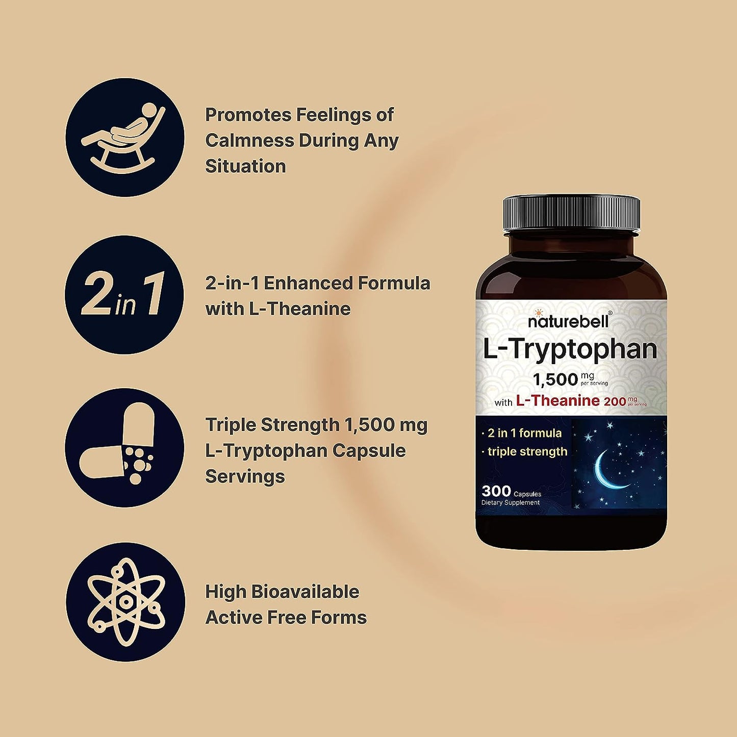 NatureBell L Tryptophan  with L Theanine 300 Capsules