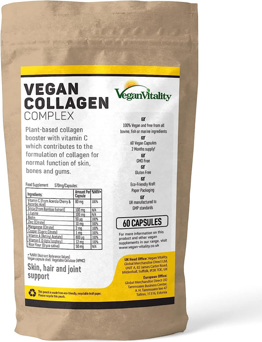 Vegan Collagen Supplements with Biotin for Hair, Skin, Nails & Joints