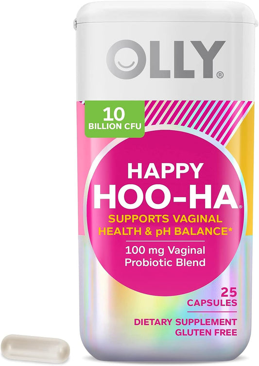 OLLY Happy Hoo-Ha Capsules, Probiotic for Women,  Gluten Free - 25 Count