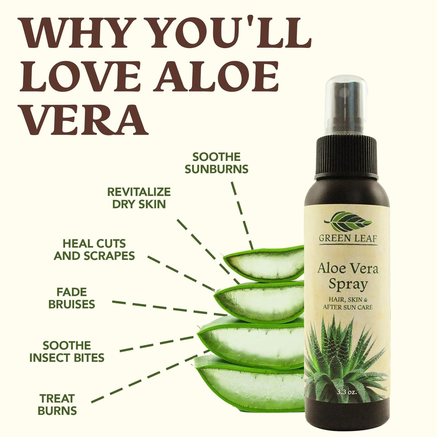 Green Leaf Aloe Vera Spray 99% Pure Cold-Pressed