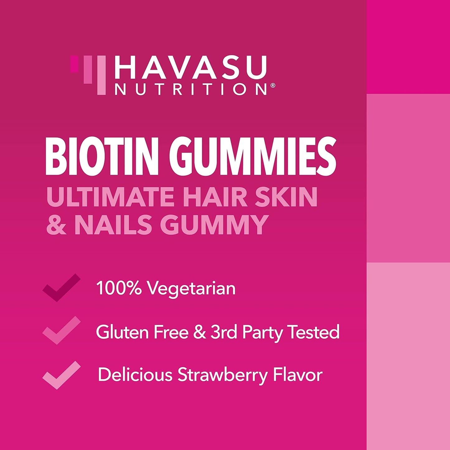 HAVASU NUTRITION Biotin Gummies Hair Skin Nails Vitamins for Women 90 count