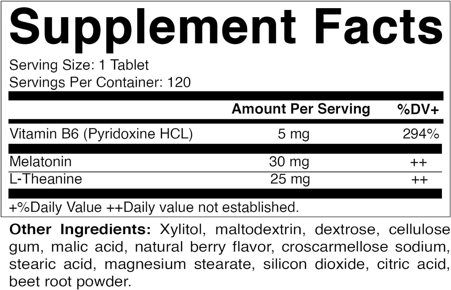 Vitamatic Melatonin 30mg - with B6 & L-Theanine - 120 Fast Dissolve Tablets