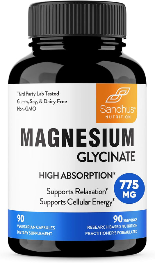 Sandhu's Superior Absorption Magnesium Glycinate 775mg,90 Count