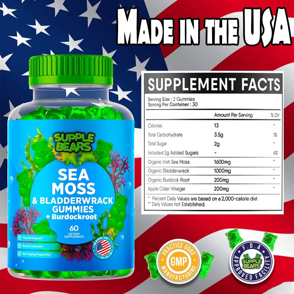 Supplebears Sea Moss  Burdock Root + Bladderwrack 60 Gummies