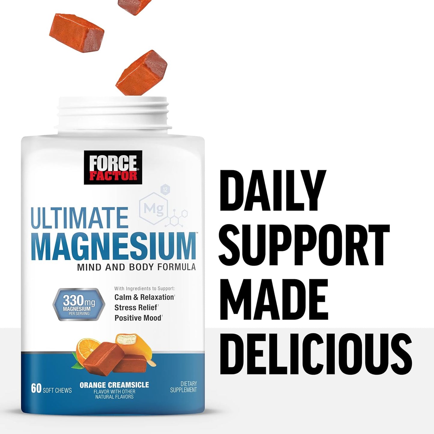 Force Factor Ultimate Magnesium Supplement, Magnesium for Sleep, Stress Relief 60 soft chews