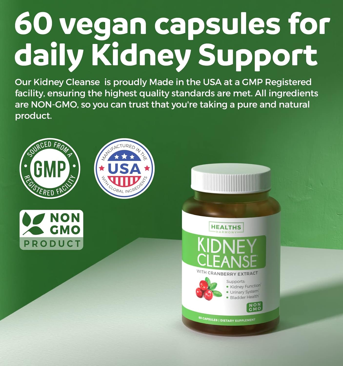 Kidney Cleanse Detox & Repair Support Urinary Tract and Bladder Control -60 capsules