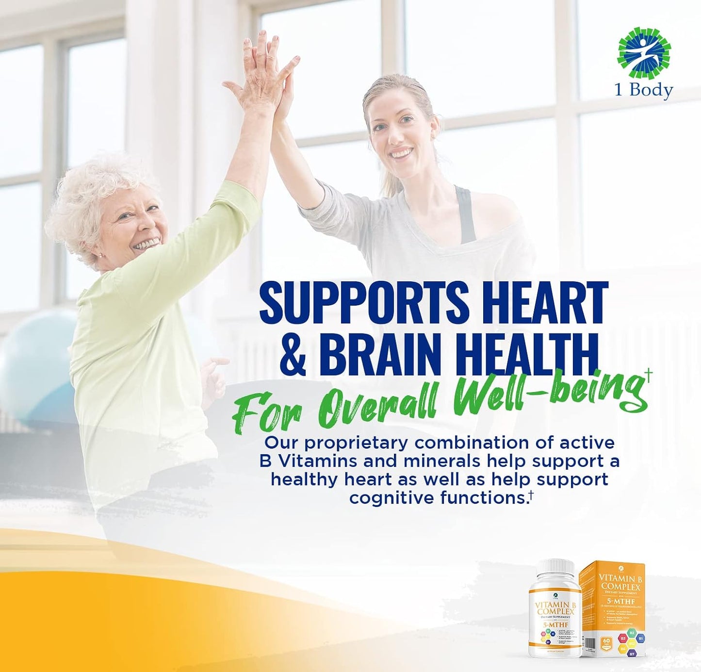 1 Body Vitamin B Complex – 5-MTHF 60 capsules