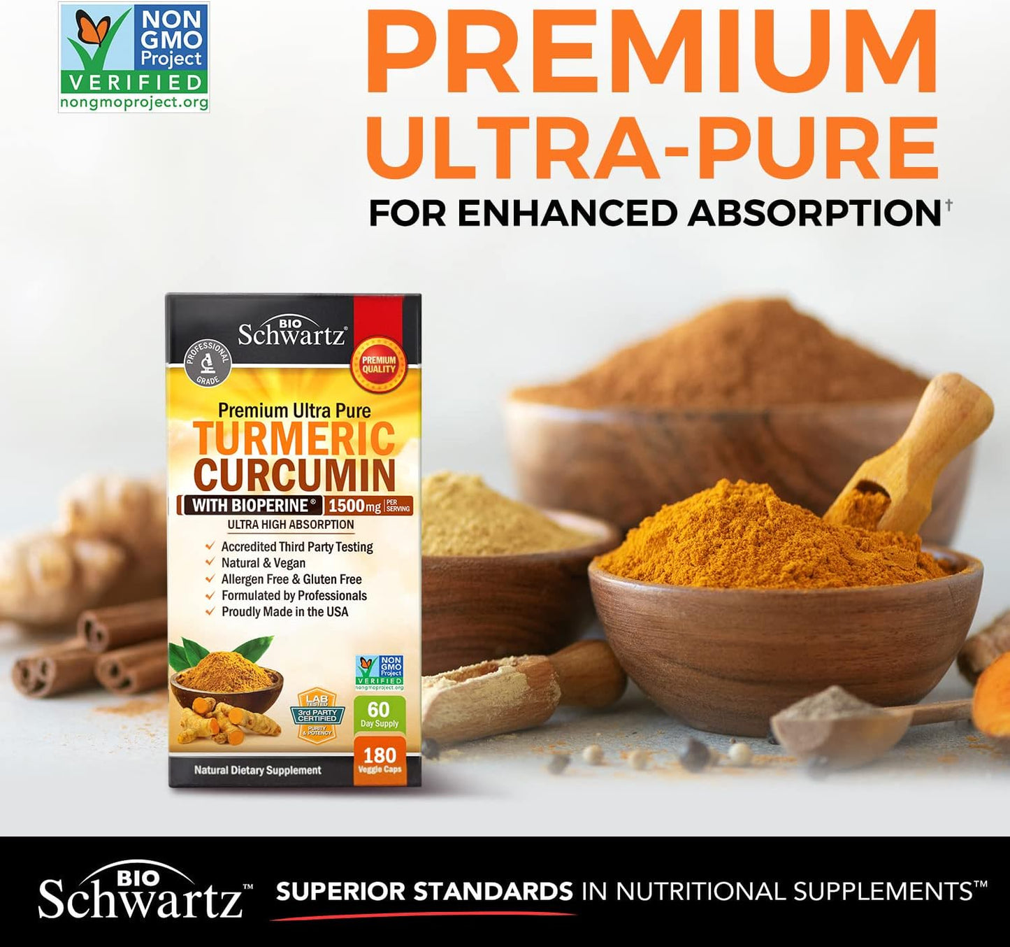 Turmeric Curcumin with Black Pepper Extract 1500mg 180 capsules