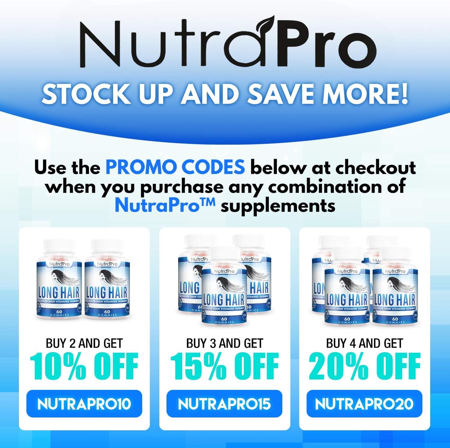 NutraPro Long Hair Gummies – Anti-Hair Loss Supplement for Faster Hair Growth - 60 gummies