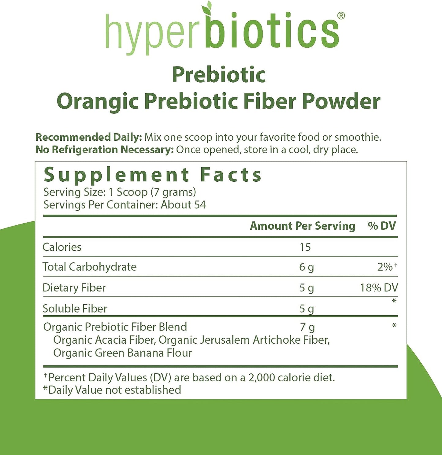 Hyperbiotics Organic Prebiotic Powder | Vegan Unflavored Soluable Fiber Supplement 13.26 OZ