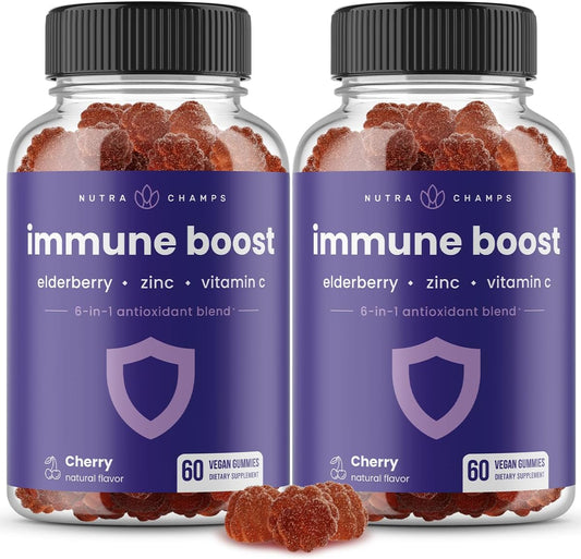 Immune Support Gummies | Powerful Blend of Elderberry, Vitamin C 60 count 2 pack