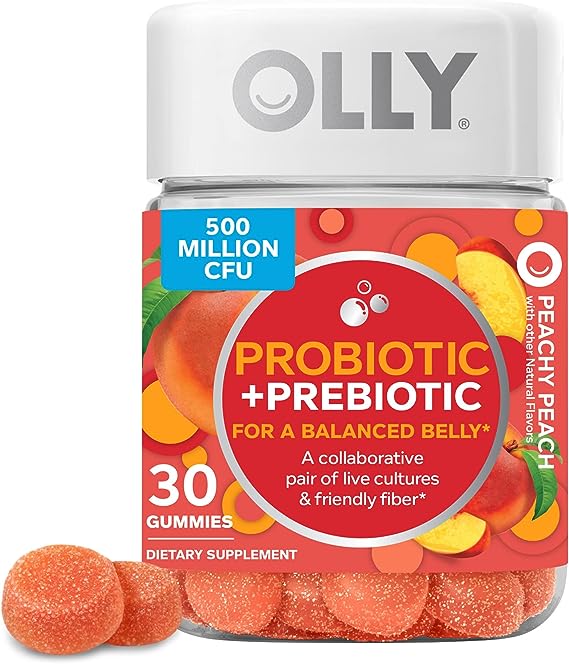 OLLY Probiotic + Prebiotic Gummy,  Men and Women,- 30 Count