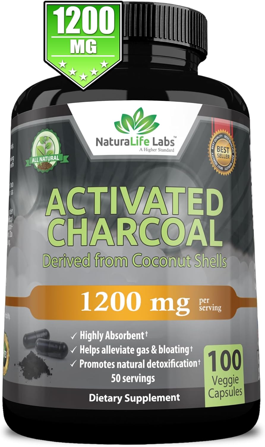 Activated Charcoal Capsules -  Highly Absorbent 100 Vegan Capsules