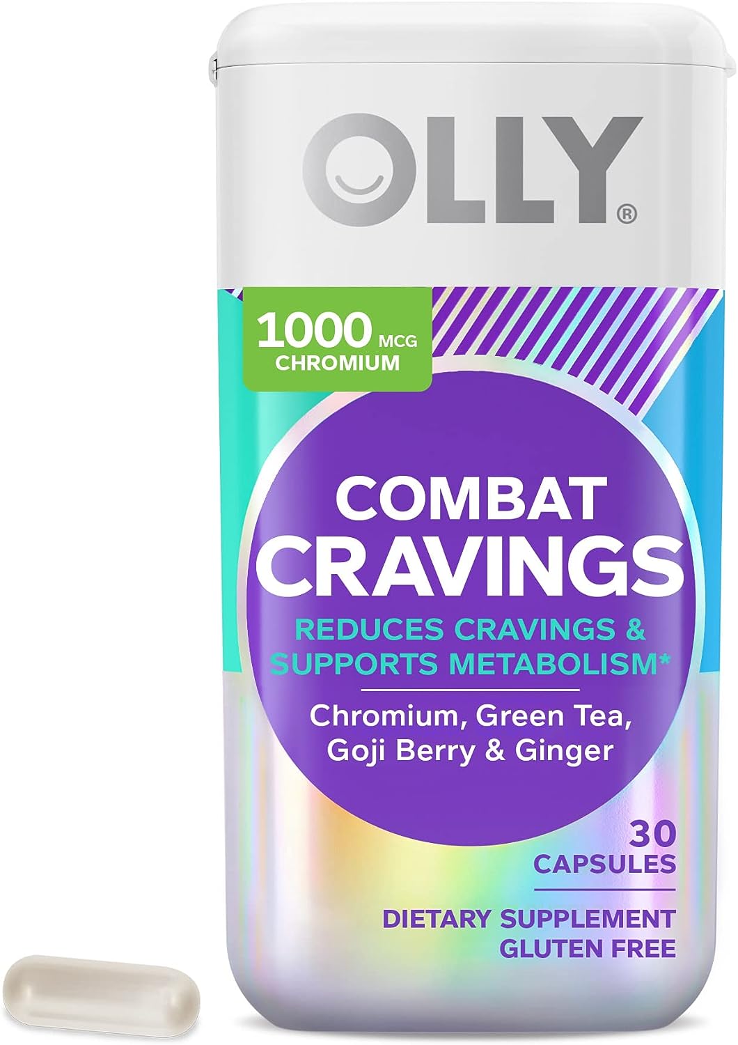 OLLY Combat Cravings, Green Tea, Goji Berry, Ginger, Boost Energy - 30 Count