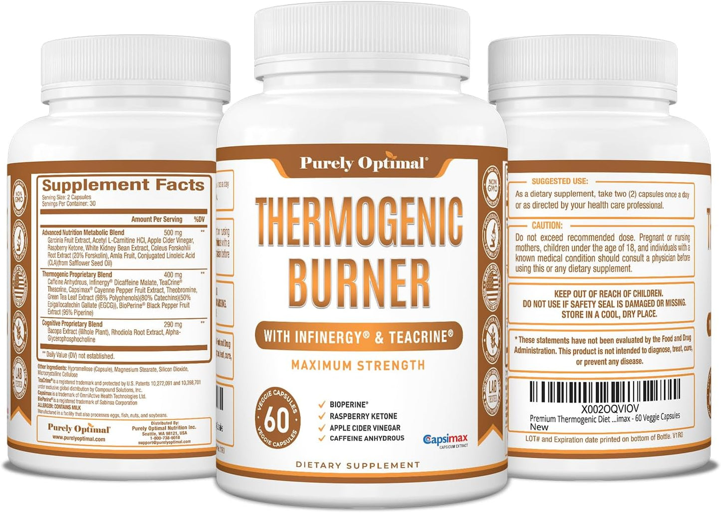 Premium Thermogenic Diet Pills - Weight Management Support - 60 Veggie Capsules