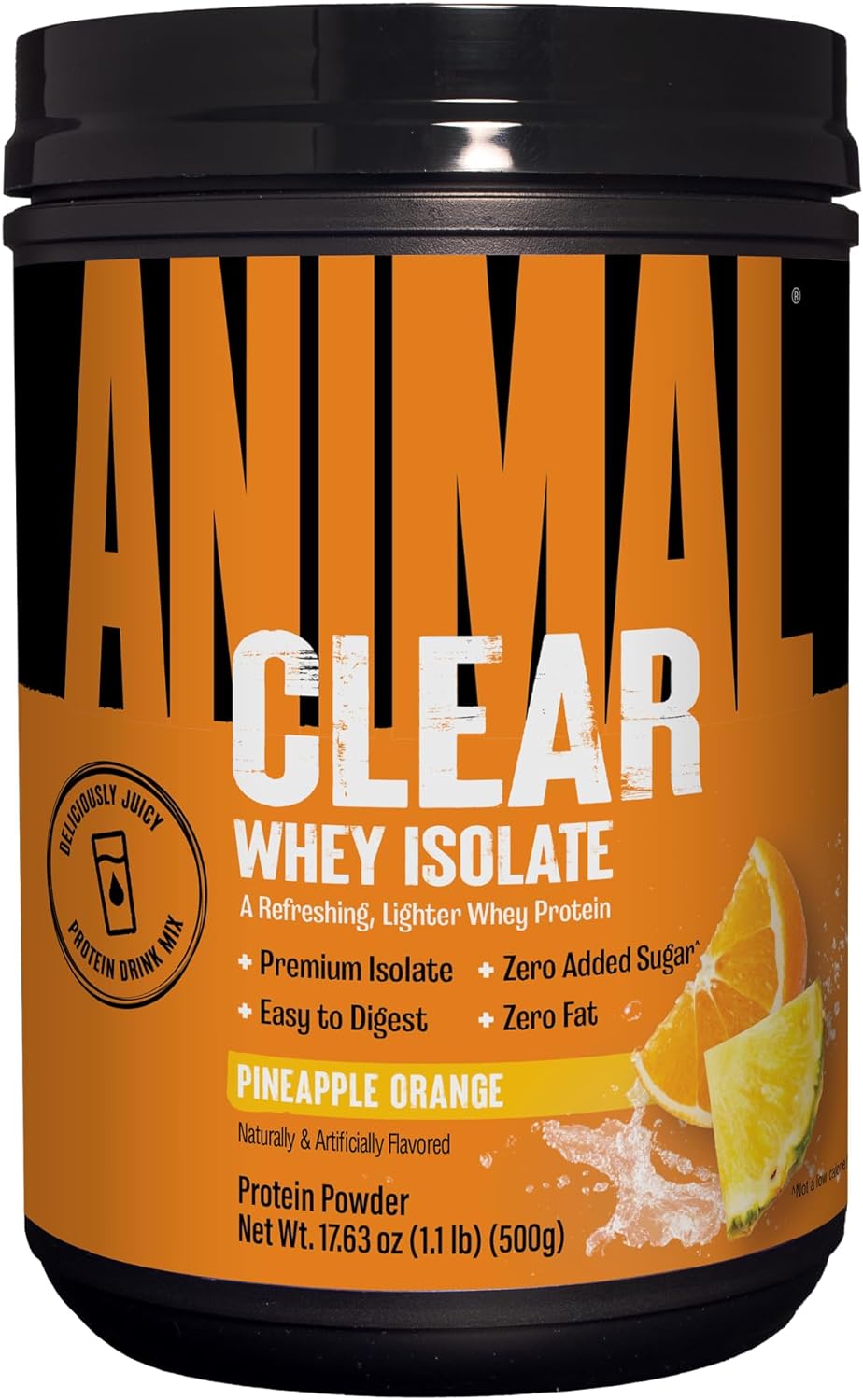 Clear Whey Isolate Protein Powder -  Easy to Digest and Mix, 5g BCAA,Pineapple Orange 500g