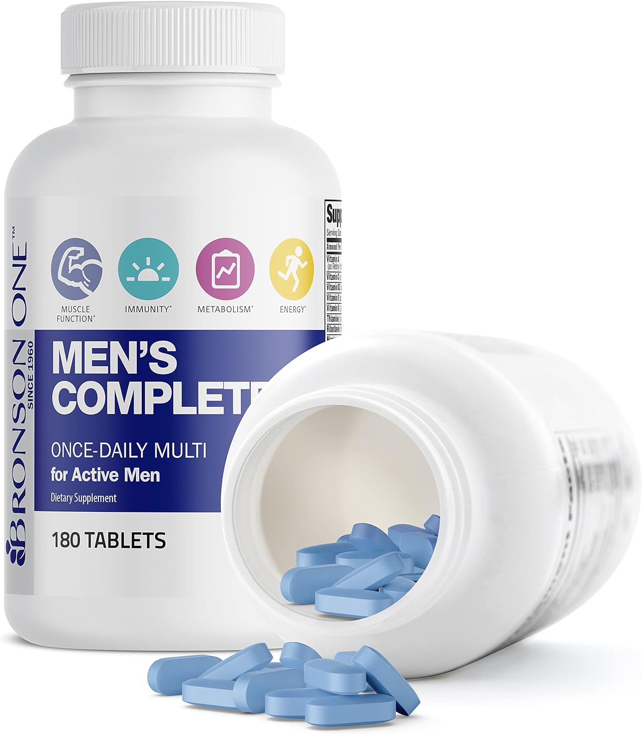 Bronson ONE Daily Men’s Complete Multi for Active Men, 180 Tablets