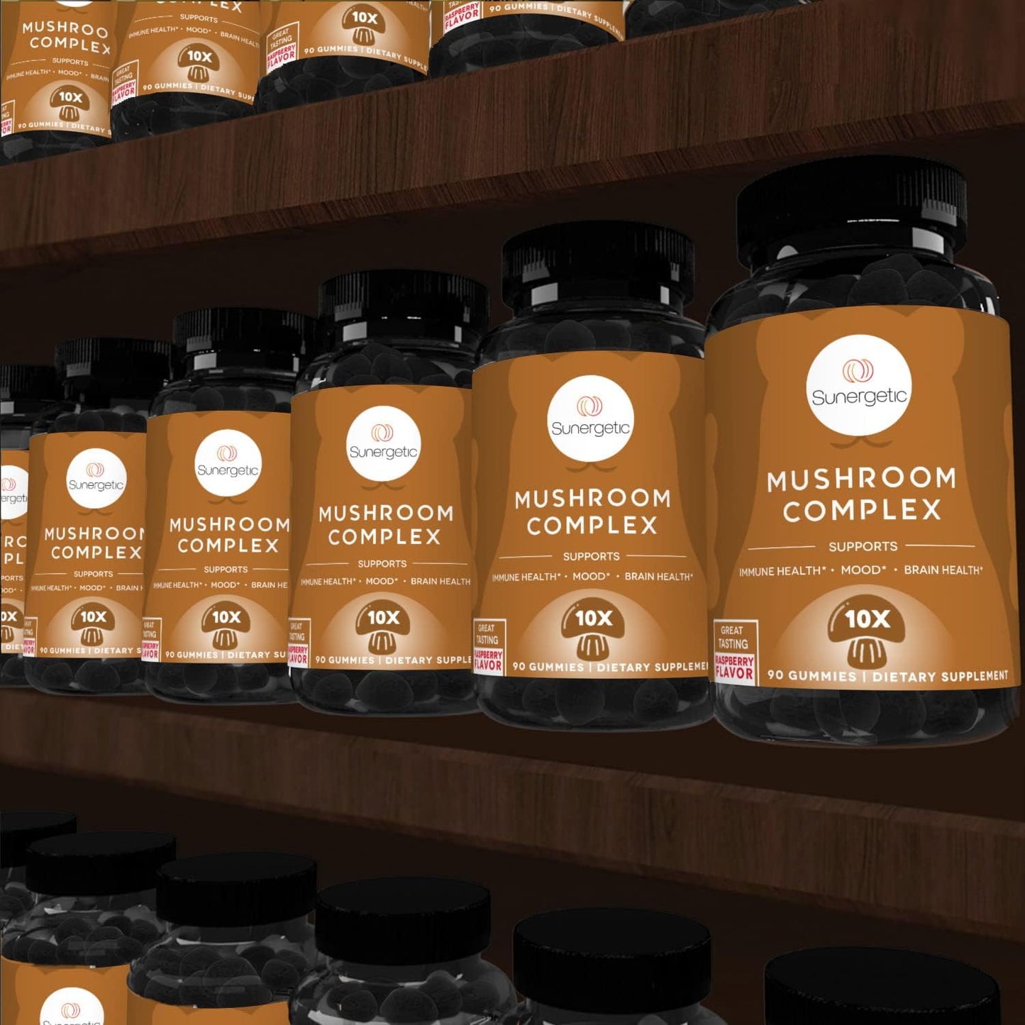 Sunergetic Premium Mushroom Gummies Supplement - 90 Gummies