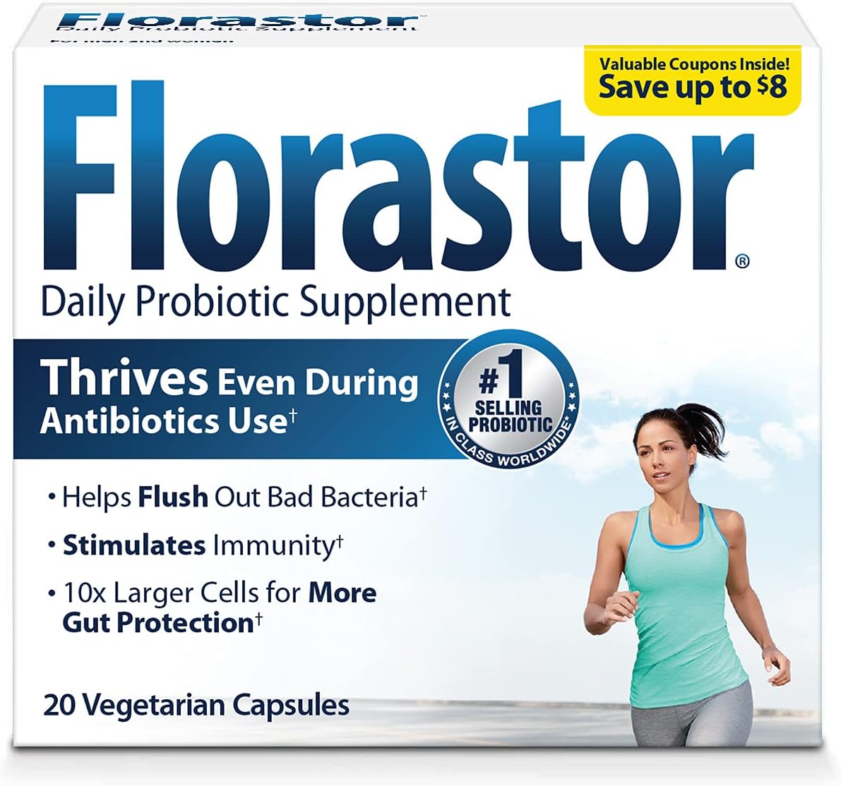 Florastor Probiotics for Digestive & Immune Health, 20 Capsules