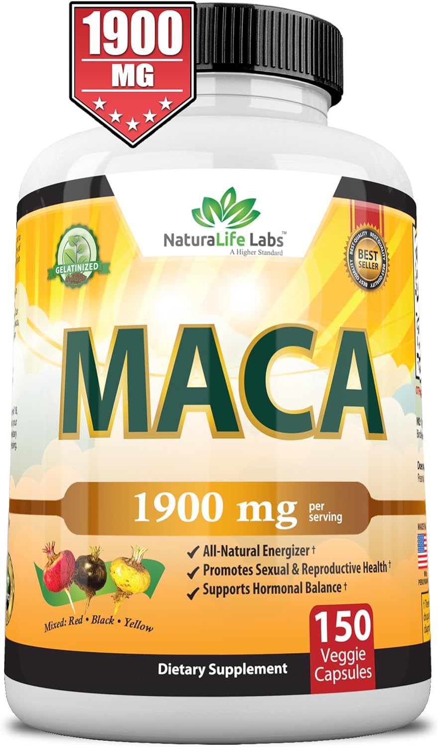 Organic Maca Root Black, Red, Yellow  - 150 Vegan Capsules