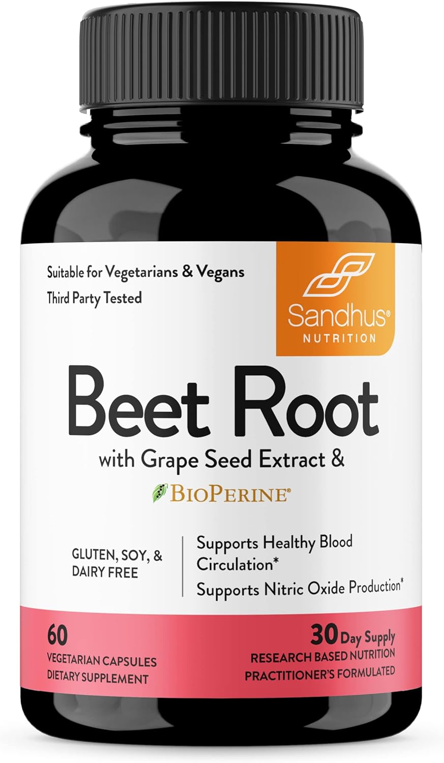 Sandhu's Beet Root Powder Capsules with Bioperine 60 Capsules