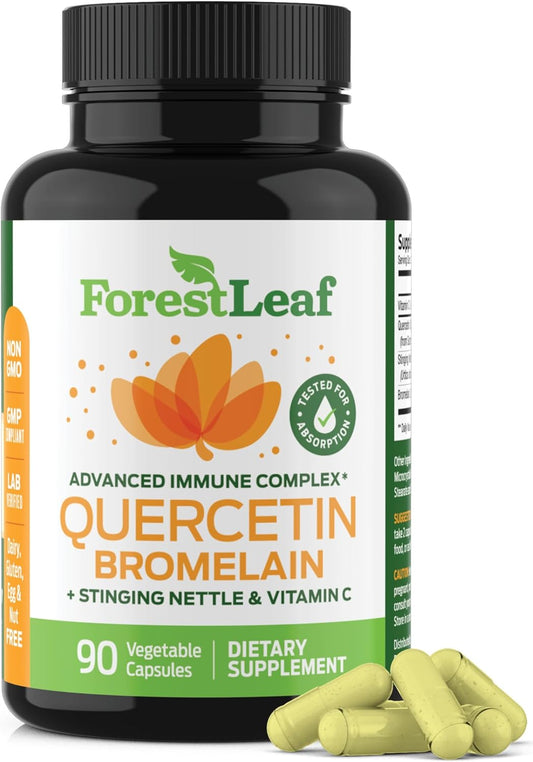 ForestLeaf - Quercetin 500mg - Quercetin with Bromelain, Vitamin C  - 90 Capsules