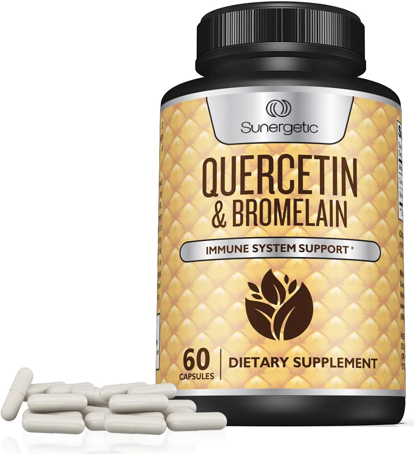 Sunergetic Premium Quercetin & Bromelain Supplement – 60 Capsules