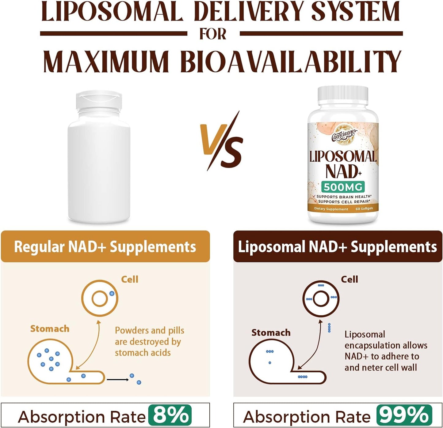 Liposomal NAD+ 500 MG Supplement 60 count