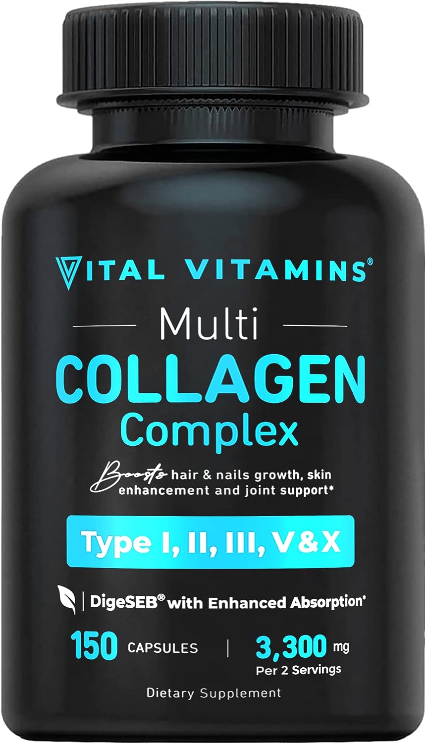 Vital Vitamins Collagen for Women & Men - Type I, II, III, V, X 150 Capsules